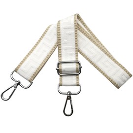 Shoulder Strap for Bag Straps for Changing, Adjustable Bag Strap Wide 3.8 cm with Silver Carabiner - Bag Strap Shoulder Strap Carry Strap for Handbags Women, Khaki/White, K41