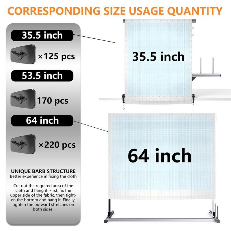 「220pcs」Fixing Spikes for NODOCA Aluminum Tufting Frame, for 64 inch