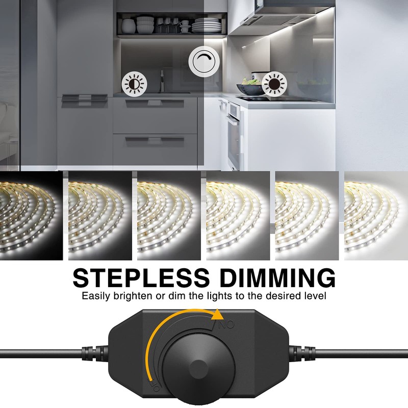 Onforu LED Light Strip,16.4ft Dimmable LED Tape Light, 6000K Daylight