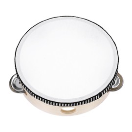 MECCANIXITY 1 Pcs Tambourine Drum 6 Inch Wood Hand Held Tambourine Single Row Metal Jingle Percussion Musical Drum Instrument for Adults Church Wedding Party Games, Wood Color