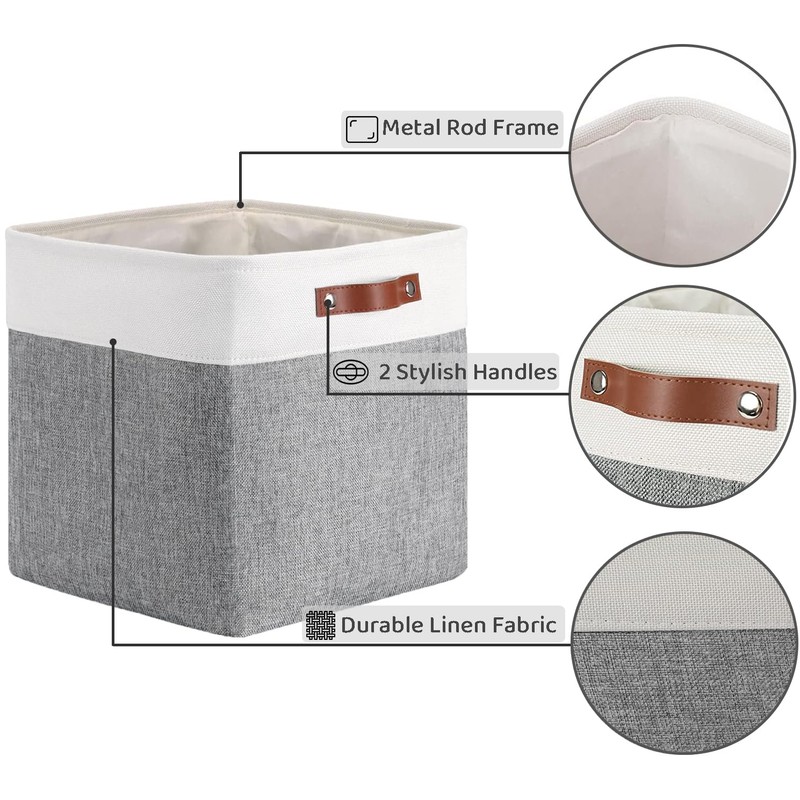 Mangata 25|28|30|33cm Fabric Storage Boxes, Set of 4 Storage Cubes(25x25x25cm,
