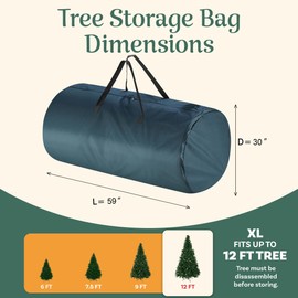 Christmas Tree Storage Bag - Zippered Canvas Sack Fits 12-Foot Artificial Trees - Protects Holiday Decor and Inflatables by Tiny Tim Totes (Green)