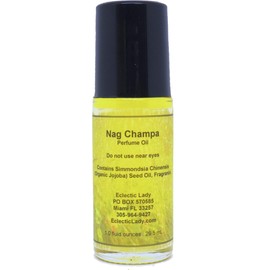 Eclectic Lady Nag Champa Perfume Oil, 1.0 Oz Portable Roll-On Fragrance with Long-Lasting Scent, Delightful Essential Oils and Jojoba Oil For Daily Use