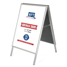 M&T Displays Sandwich Board Sidewalk Snap A-Frame Header Menu Holder Double Side 22x28 Silver