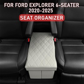 JIEREPU Seat Aisle Storage Box for Ford Explorer 6-Passenger Models – Organizer Rear Seats Passage – Foldable, Easy Installation, for Ford Explorer ST XLT Accessories 2020 to 2025 (White)