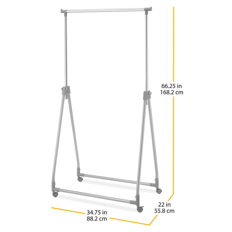 Whitmor Foldable Garment Rack - Rolling Clothes Rack - Adjustable