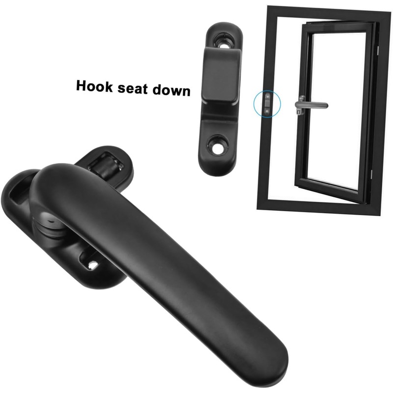 Manija de Ventana Negro 2 Piezas de Aleación de Aluminio,