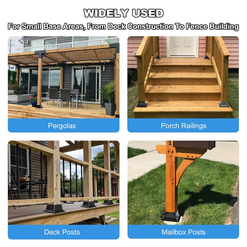 4x4 Post Base 4Pcs-Inner Size 3.5x3.5-Heavy Duty Metal Post Brackets-Deck
