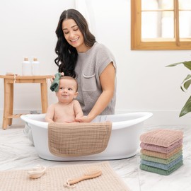 Baby Washcloths, Muslin Cotton Baby Towels, Large 10”x10” Wash Cloths Soft on Sensitive Skin, Absorbent for Boys & Girls, Newborn Baby & Toddlers Essentials Shower Registry Gift(Multicolor, Pack of 6)