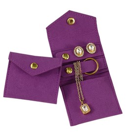 VICHILL Travel Jewelry Organizer Case Foldable Jewelry Mini Rolls for Rings Necklaces Earrings Bracelets Journey Mini Organizer, Purple