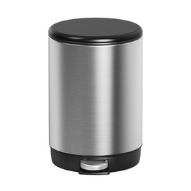 Cesun Small Bathroom Trash Can, 1.3 Gallons Stainless Steel Garbage Can with Lid and Foot Pedal, Round Step Wastebasket for Bathroom, Restroom, Toilet, 1.3 Gallons / 5 Liters, Silver