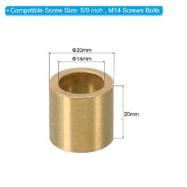 PATIKIL M14 Brass Spacer, Pack of 2 Metal Spacers Brass 14 mm ID x 20 mm OD x 20 mm L Brass Spacer Screw Spacer for 5/9 Inch or M14 Screw