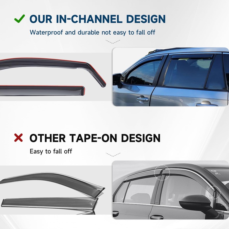 DORENA in-Channel Rain Guards Window Visors Fit for Hyundai Tucson