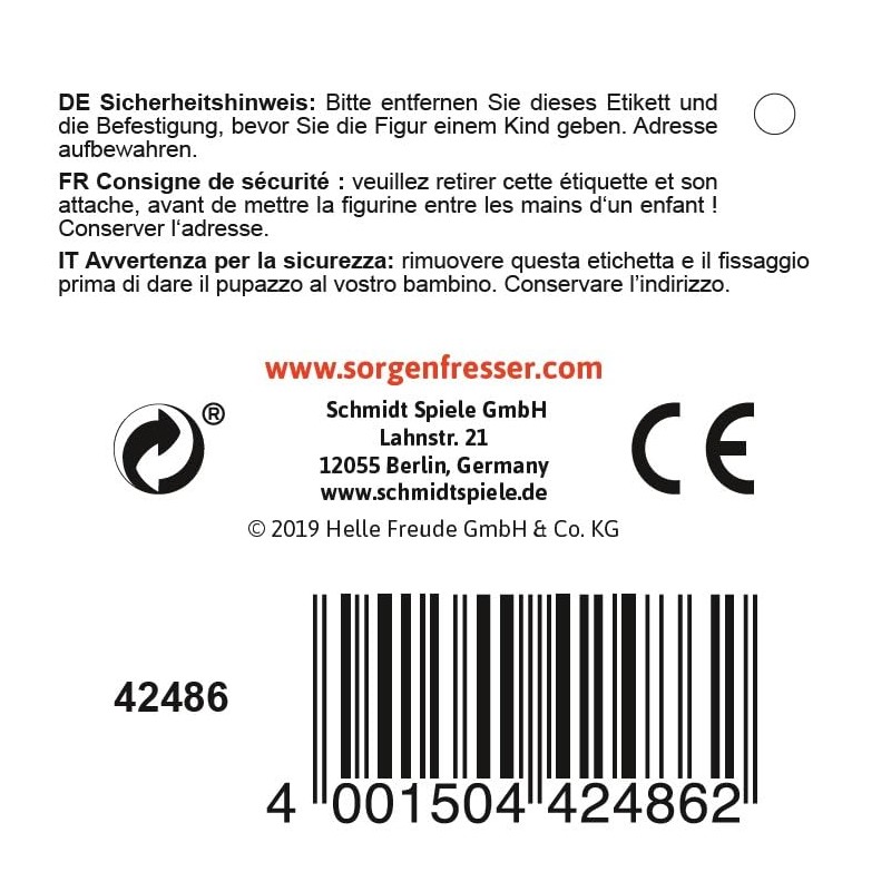 Schmidt Spiele Sorgenfresser 42486 Dante, Small, Multi, Plush, 21 cm