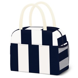 DALINDA Lunch Bag Lunch Box for Women Men Reusable Insulated Lunch Tote Bag, Food Handbags Case High Capacity for Travel Work Picnic,Vertical Stripe