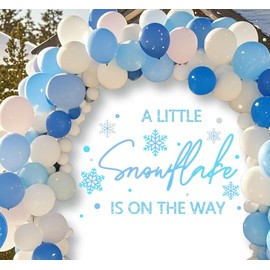 A Little Snowflake Is on the Way Wall Decal, Snowflake Baby Shower Decal, Winter Gender Reveal Party Supplies Blue Silver