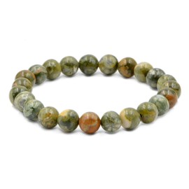 AD Beads Natural Gemstone Round Beads Stretch Bracelet Healing Reiki 8mm (Rhyolite Jasper)