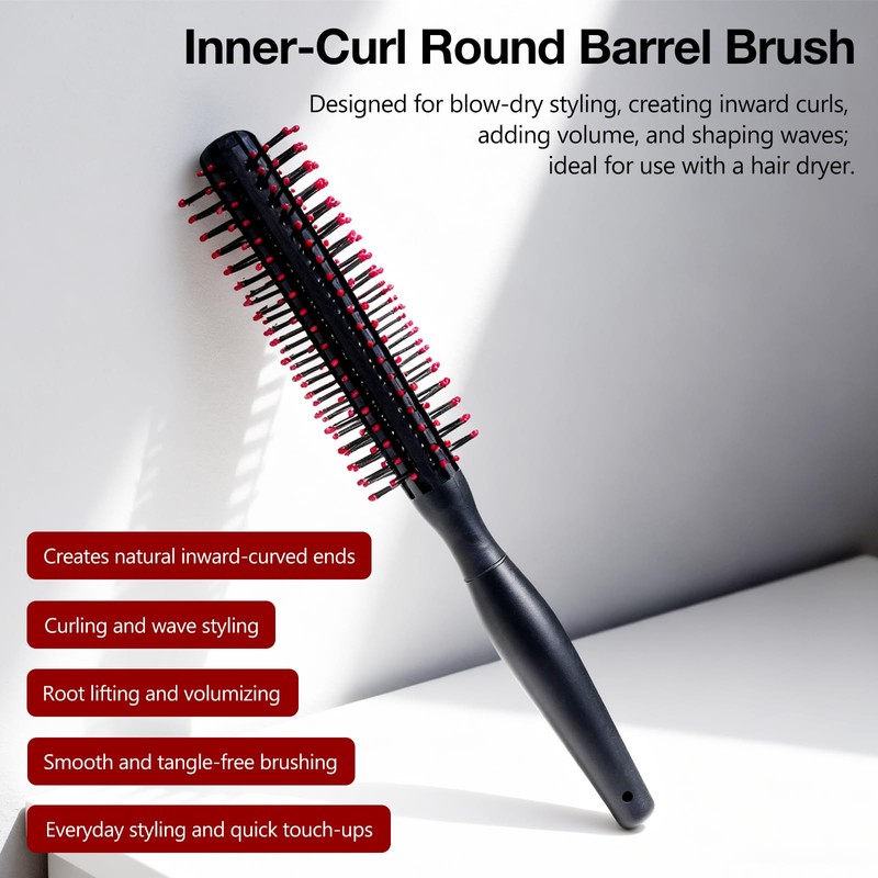 Styling Curling Comb, Round Brush for Blow Drying, Detangling, and