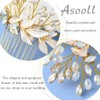 Asooll Bride Wedding Hair Comb Gold Leaf Rhinestone Bridal Hair