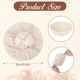 2 Pcs Round Bread Proofing Basket Cloth Liner, Banneton Basket Liner Baking Dough Basket Cover Natural Rattan Banneton Proofing Cloth Bread Baking Supplies for Bakery Home Baking, about 10 inch