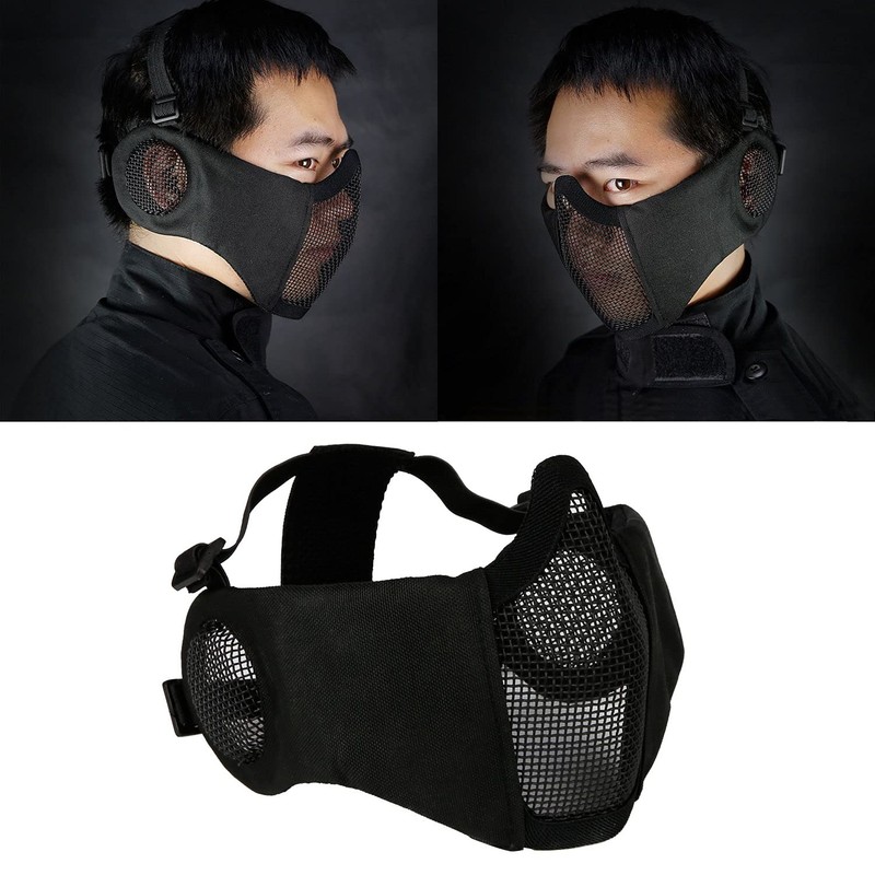 AOUTACC Airsoft Protective Gear Set, Half Face Mesh Masks with