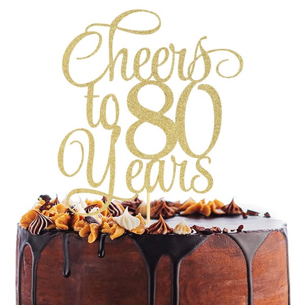 Decoración para tartas Cheers to 80 Years – Decoración para tartas de 80 cumpleaños, 80 decoraciones para tartas, decoración para tartas de 80 cumpleaños, decoración para tartas de 80 cumpleaños para mujeres/hombres, decoración para tartas de 80 aniversa