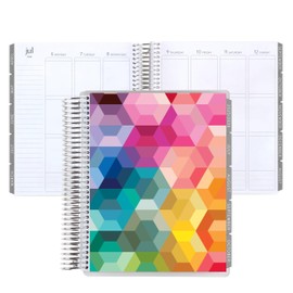 Erin Condren 18-Month Spiral Life Planner (Jul 2025 - Dec 2026), 7”x9” Weekly and Monthly Planner Calendar, 80 Lb. Text Weight Paper, Hexagon Covers, Minimal Theme, Vertical Layout, Platinum Coil