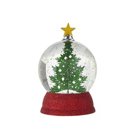 Raz 2022 Holiday Water Lanterns 7.25" Green Tree Lighted Swirling Glitter Globe