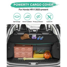 Powerty Cargo Cover for 2023 2024 2025 Honda HR-V HRV Accessories Trunk Cover Retractable Trunk Shielding Shade Cargo Luggage Cover Black (Can Withstand Heavy Loads)