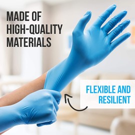 100 Pcs Nitrile Disposable Gloves - Soft Industrial Gloves, Nitrile and Vinyl Blend Gloves Powder-Free, Latex-Free Protective Gloves, Soft and Comfortable, Size Large - SereneLife SLGLVNIT100LG