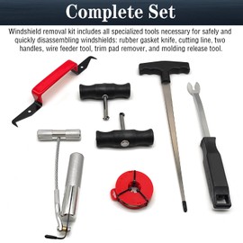 JEUCLEL 7PCS Windshield Removal Tool Kit for Classic Vintage Car Windscreen Remover Set, Auto Wind Glass Removal Hand Tool Windshield Remover Trim and Upholstery Adhesive Puller Set