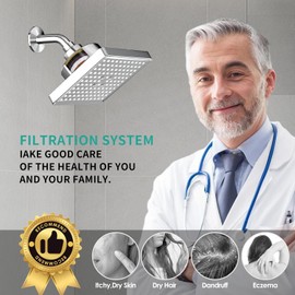 20 Etapas Filtro De Agua Para Regadera, 6"Cabezal de ducha de lluvia de alta presión con filtrado, Agua Para Eliminar Cloro, Impurezas Y Olores, Ideal Para Todo Tipo De Baño(plateado)
