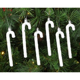 Christmas Concepts® Pack of 6-13cm Glitter Candy Cane Christmas Tree Decorations (White)
