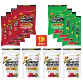 Jelly Belly Extreme Sports Jelly Beans with Caffeine - 12 Individual Packs of 3 Flavors: Assorted, Cherry and Watermelon; Fortified with Carbs, Electrolytes and Vitamins