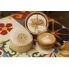 L.Bo Ethnic Handwoven Rattan Coasters Set, 6 Pieces with Holder,