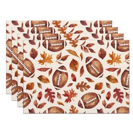 Fall Placemats Set of 4,12x18 Inch Pumpkins with Maple Leaves Heat-Resistant Place Mats,Seasonal Autumn Table Decors for Farmhouse Kitchen Dining Thanksgiving Holiday Party