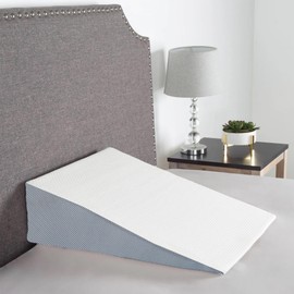 Nutan, Elevated Bed Wedge Pillow for Back Support, Acid Reflux, Leg, Neck Pain, Snoring, Triangle Pilow | Incline Shape for Improved Sleep | Chic Jacquard Cover, 12”x 24”x 24”, White