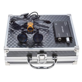 Lupas binoculares 3.5X + lámpara de lupa LED faro con filtro caja de aluminio negro
