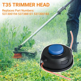CLSR2U T35 Trimmer Head with T35 Bump Knob, Compatible with Hu sqvarna String Trimmers 123L 128LD 223L 225L 232L 322L 323L 324LX 325L 325LX 326L 322R 323R 525L, Replaces 531300183 537388101 531300194