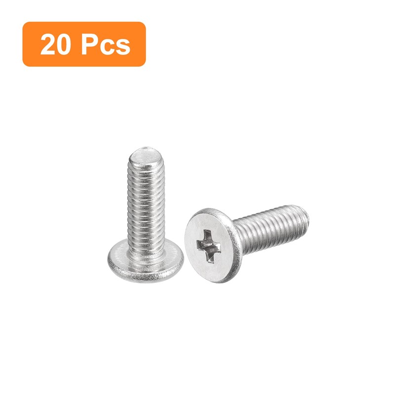 sourcing map M3-0.5 x 10mm 20Pcs Flat Round Head Screws