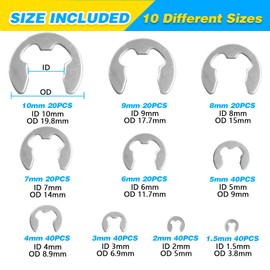 ZHUBANG 800Pcs C-clip External Retaining Rings Snap Rings Assortment Kit Circlip 304 Stainless Steel(M4-M28) + E-clip Retaining Rings Assortment Set(1.5mm-10mm) + 5Pcs Snap Ring Plier + Tweezer
