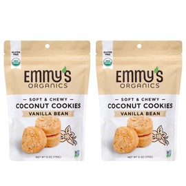 Emmy's Organics Vanilla Bean Coconut Cookies (Pack of 2) | Gluten-Free, Organic, Vegan, Paleo-Friendly