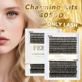 FEEGO Lash Extension Fluffy Eyelash Extensions Kit With Cluster Lashes, 280pcs Single Lash No Accessories 40D+50D 9-16mm DIY Lash Extension Applicator for Beginners, Waterproof Natural Eyelash