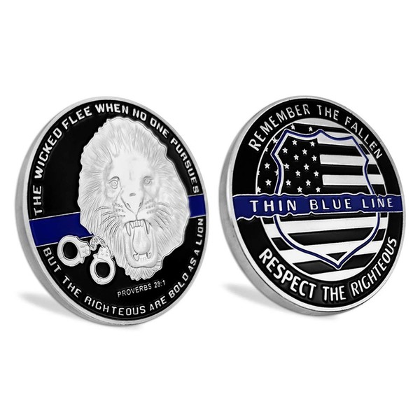 Thin Blue Line Lives Matter Law Enforcement Challenge Coin Police Officer Gift