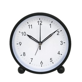 Lpdphanxfkx Alarm Clock, Alarm Clock for Kids, 4.3 Inch Analog Alarm Clock with Night Light Black Small Modern Silent Non Ticking Desk Clock Battery Operated for Bedroom Living Room Desk