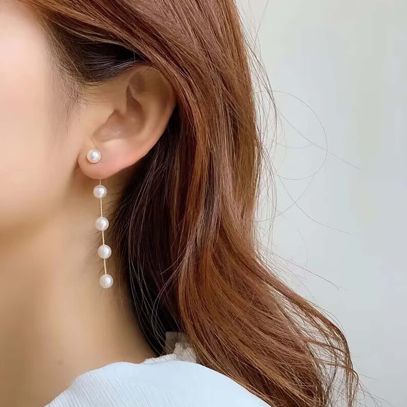 Cimenexe Bohemian Gold Pearl Earrings Dangle Retro Wedding Pearl Threader
