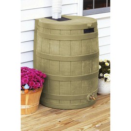 50 Gallon Plastic Rain Barrel Water Collector - Khaki