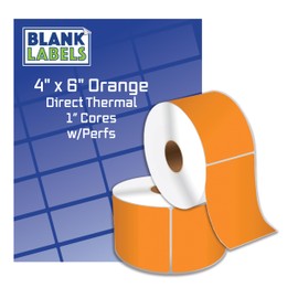 Blank Labels 4" X 6" Direct Thermal Shipping Labels Orange Pastel Color 6 Rolls of 250, Compatible with Zebra Printers 2844 ZP-450 ZP-500 ZP-505 Shipping Labels 1500 Total (Orange)
