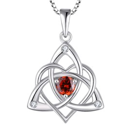 STARCHENIE Celtic Knot Necklace for Women 925 Sterling Silver Trinity Love Knot Pendant Birthstones Jewelry, Metal, created garnet