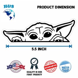Baby Yoda Mandalorian, Vinyl Decal Sticker for Cars, Trucks, Vans, SUVs, Walls, Windows, Laptops, Notebooks, Cups Bottles, Black, 5.5" | USSZ